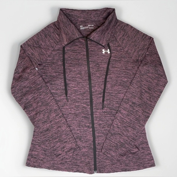 WOMENS' UNDER ARMOUR HEATGEAR LOOSE FULL ZIP JACKET Size S Pink Heathered - Picture 1 of 6